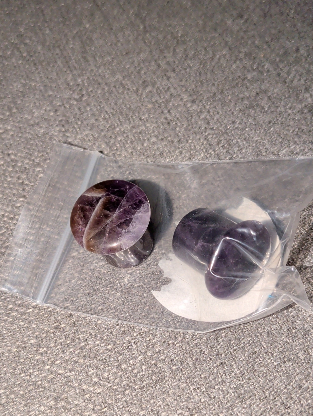 Gauge Earrings - Purple Stone 5/8"